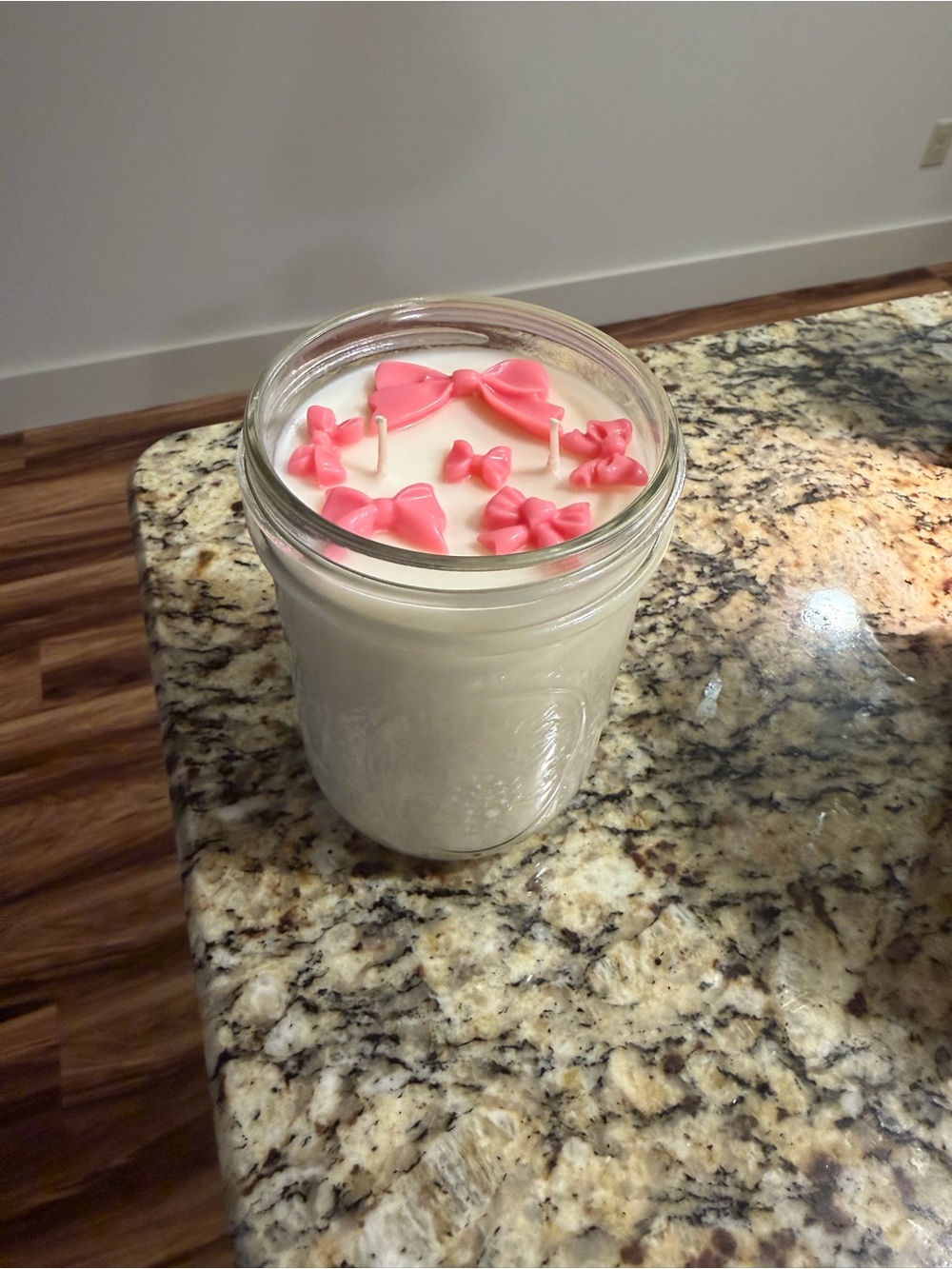 Pink Bow Mason Jar Candle